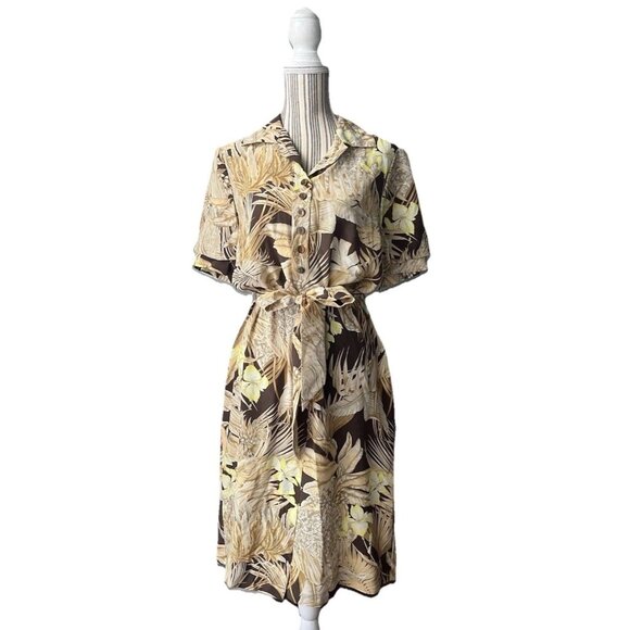 Salvatore Ferragamo Dresses & Skirts - Salvatore Ferragamo Safari Logo Sheered Tan Brown Belted Maxi dress EEUC US14/42